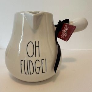 RAE DUNN "A CHRISTMAS STORY"&"OH FUDGE" Hot COCOA POT Holiday Pitcher *NWT